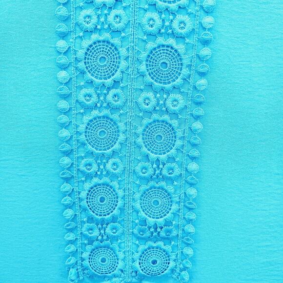 Blouse Size 3X Blue Lace Insert Cruise Going-Out Top Resortwear Vacation Whimsy - Picture 5 of 15